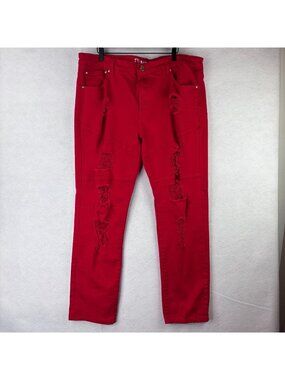 Argonaut Skinny Jeans Men's 42x32 Red Cotton Ultra Slim Distressed Pockets